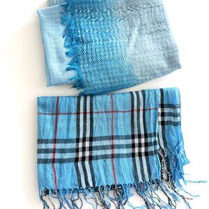 Lot of 2 Women's Shawls Blue Elegant Lightweight Large Wrap